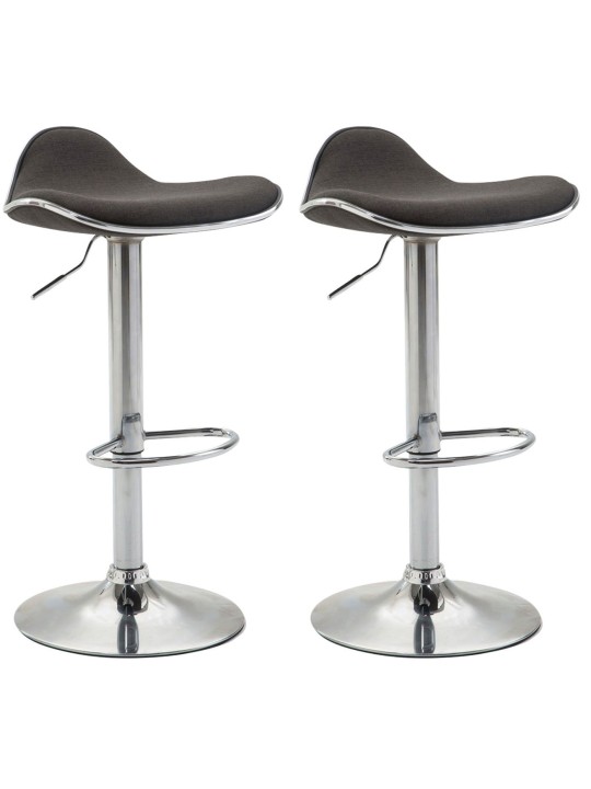 Lot de 2 tabourets de bar Shanghai tissu C, gris foncé
