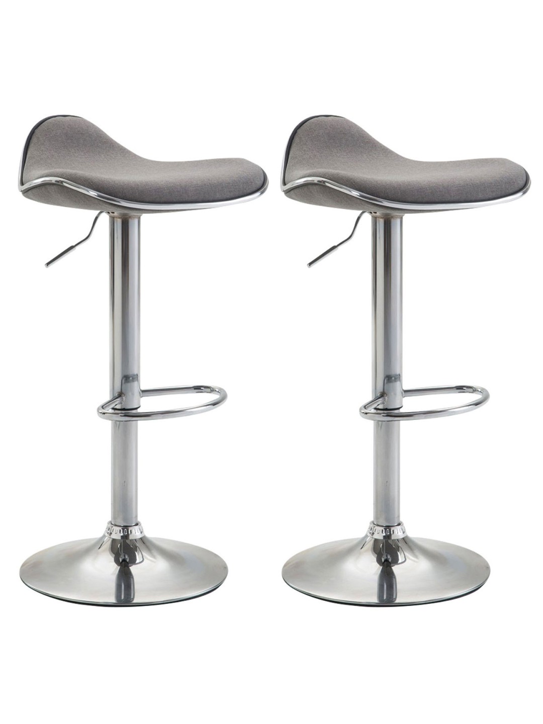 Lot de 2 tabourets de bar Shanghai tissu C, gris clair