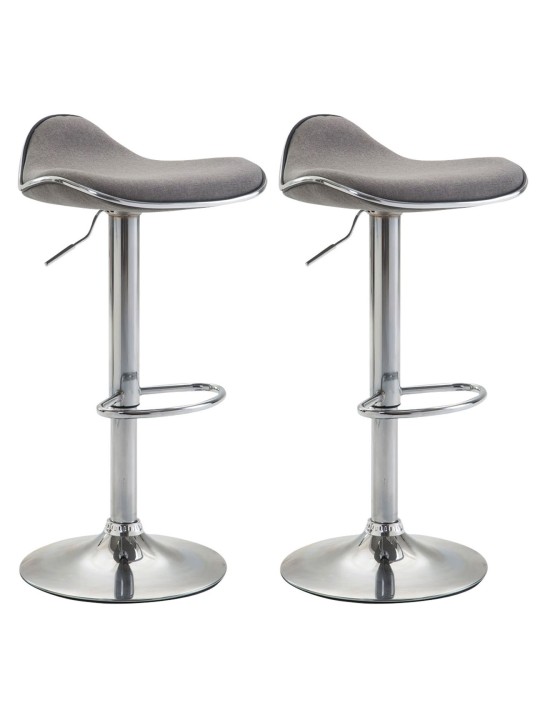 Lot de 2 tabourets de bar Shanghai tissu C, gris clair