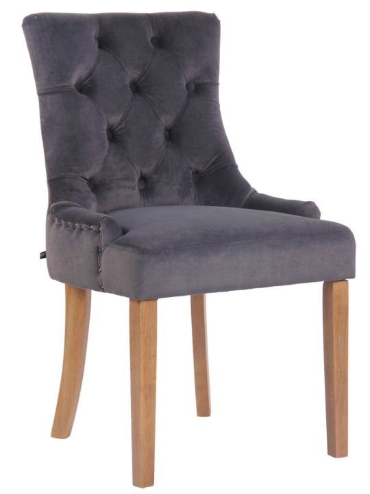 Chaise de salle à manger Aberdeen velours antique clair, gris foncé