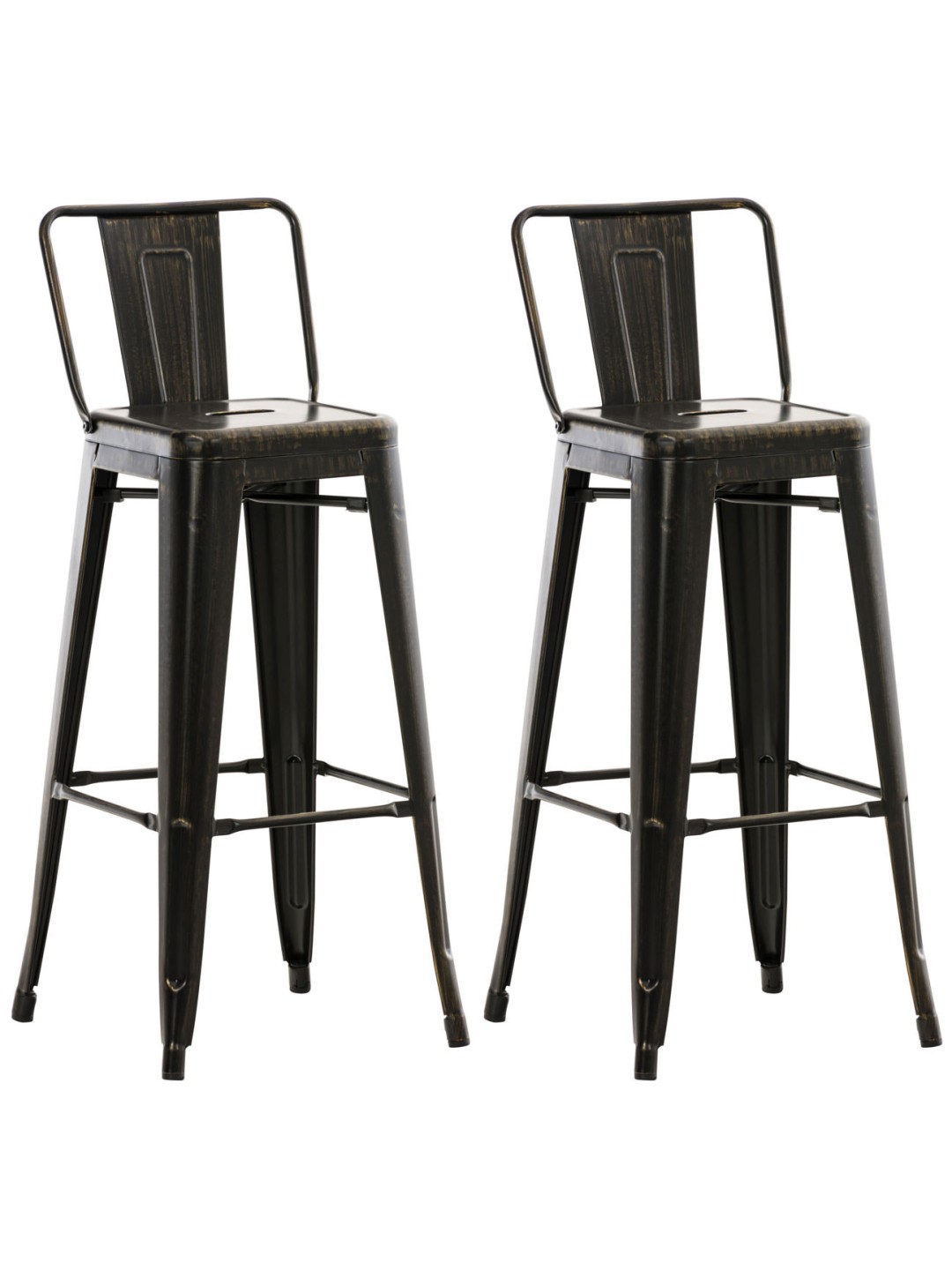 Lot de 2 tabourets de bar Mason, noir-or
