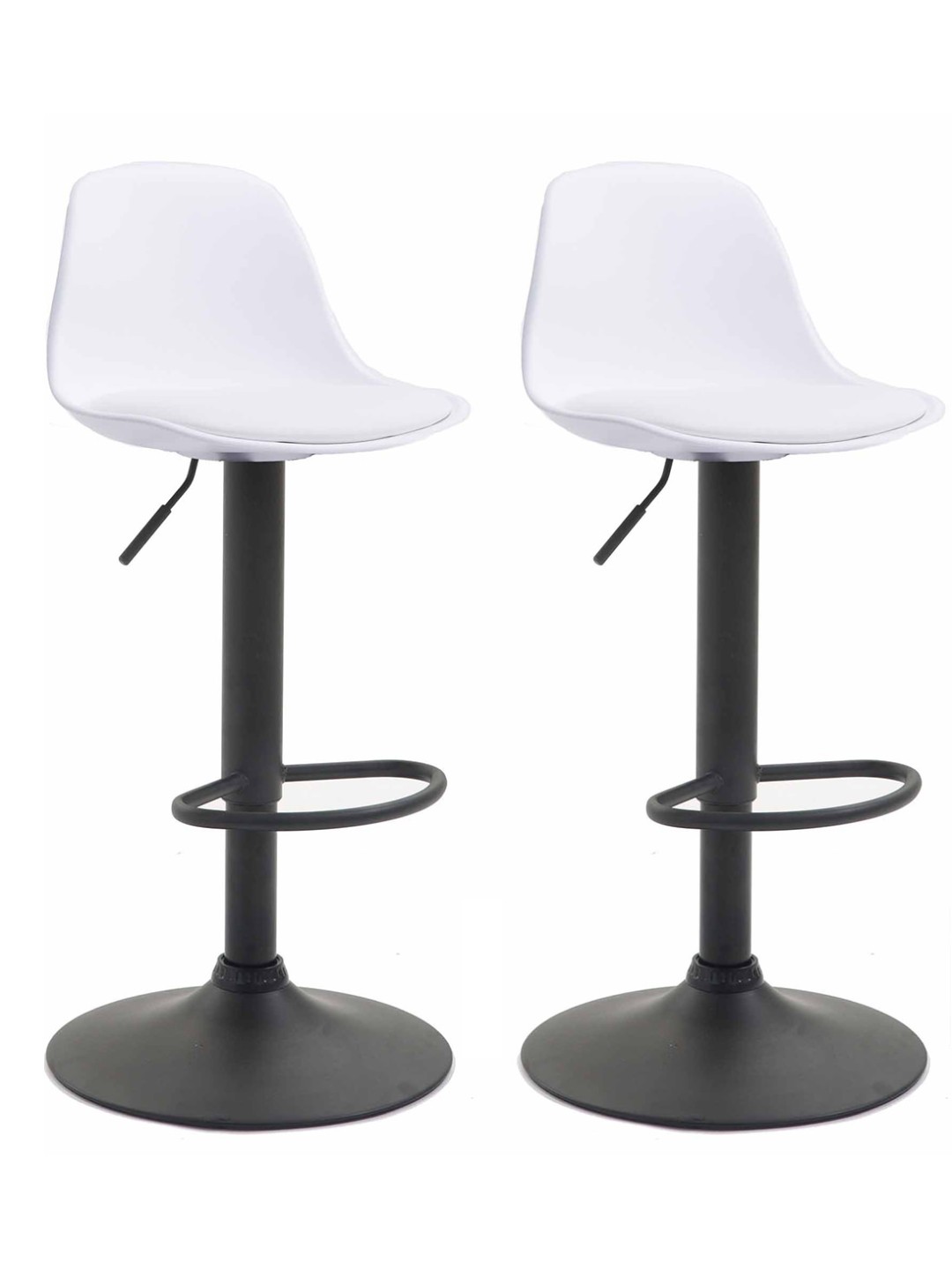 Lot de 2 tabourets de bar Kiel plastique, blanc