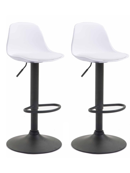 Lot de 2 tabourets de bar Kiel plastique, blanc