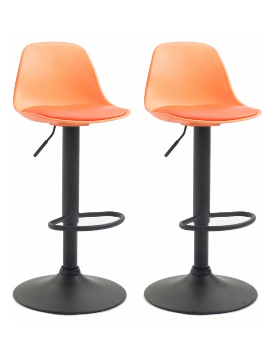 Lot de 2 tabourets de bar Kiel plastique, orange