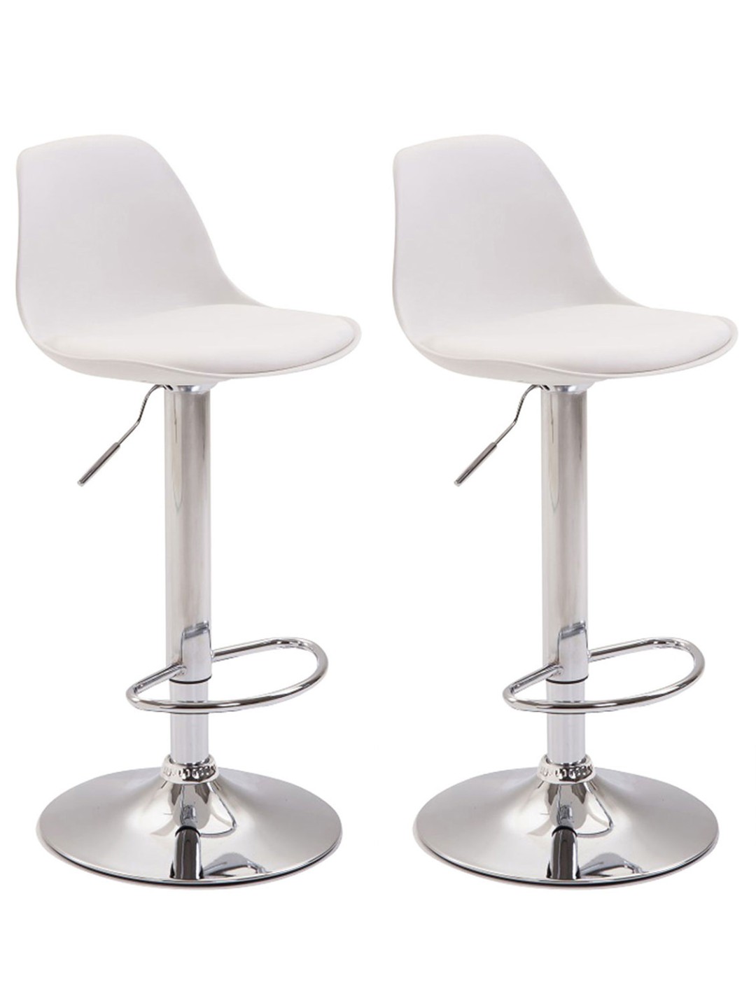 Lot de 2 tabourets de bar Kiel plastique chromé, blanc