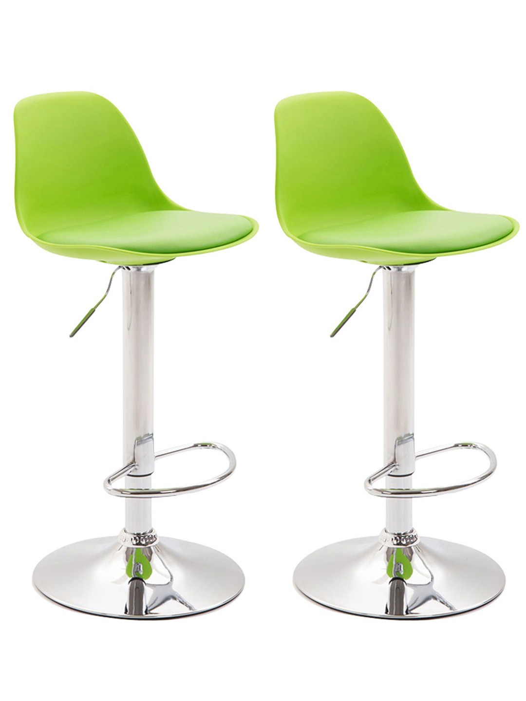 Lot de 2 tabourets de bar Kiel plastique chromé, vert