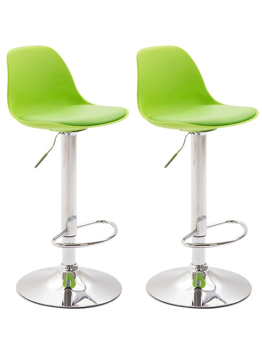 Lot de 2 tabourets de bar Kiel plastique chromé, vert