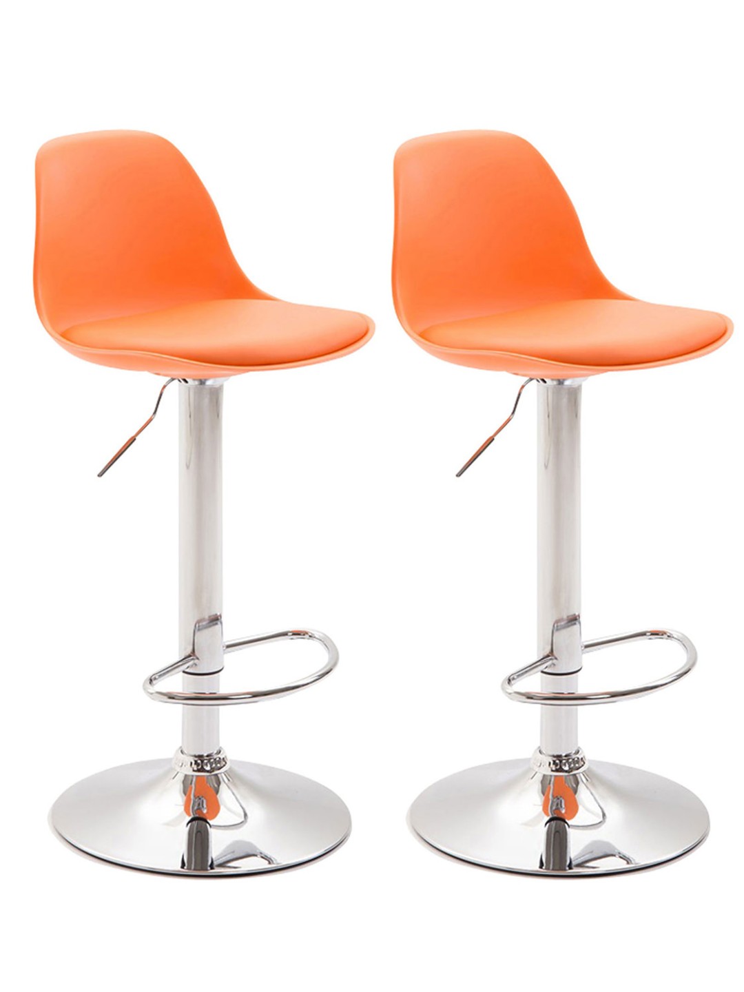 Lot de 2 tabourets de bar Kiel plastique chromé, orange