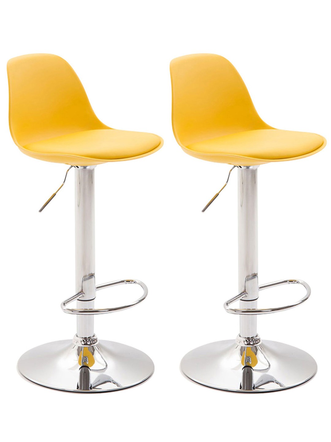 Lot de 2 tabourets de bar Kiel plastique chromé, jaune