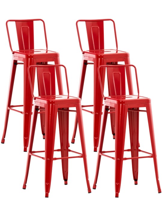Lot de 4 tabourets de bar Mason, rouge Lot de 4 tabourets de bar Mason, rouge