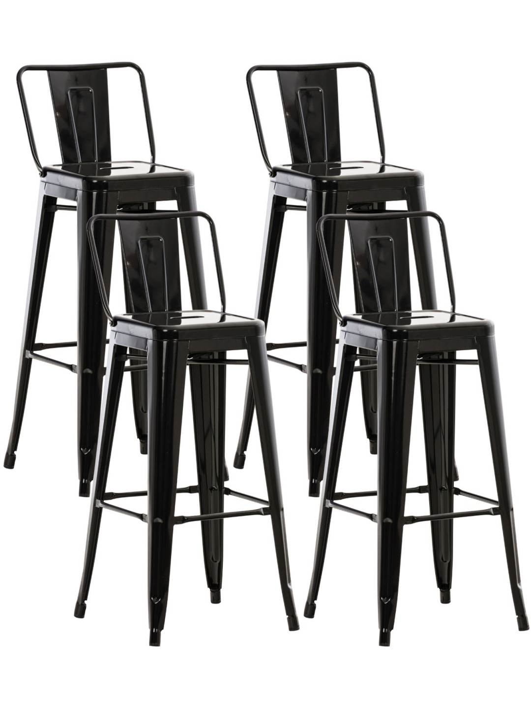 Lot de 4 tabourets de bar Mason, noir