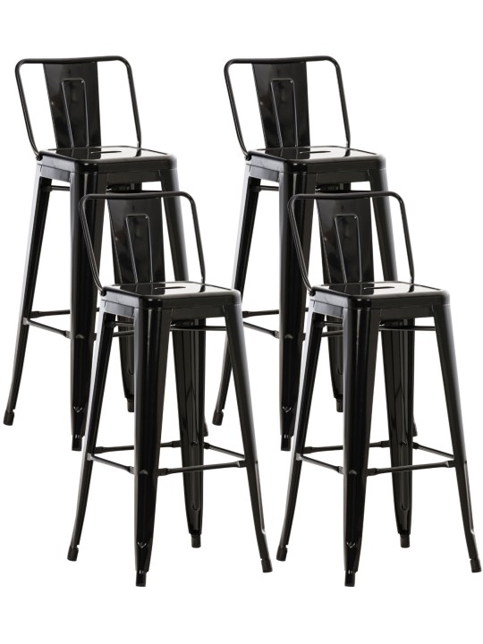 Lot de 4 tabourets de bar Mason, noir