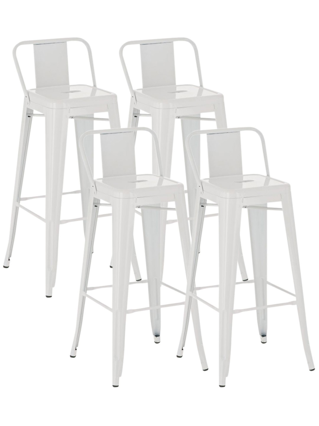 Lot de 4 tabourets de bar Mason, blanc