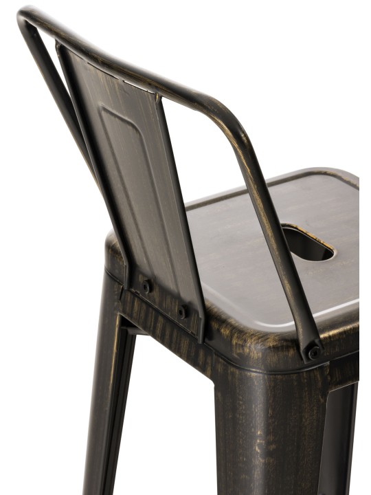 Lot de 4 tabourets de bar Mason, noir-or