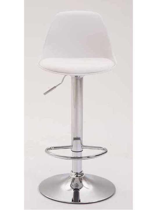 Lot de 2 tabourets de bar Kiel plastique chromé, blanc