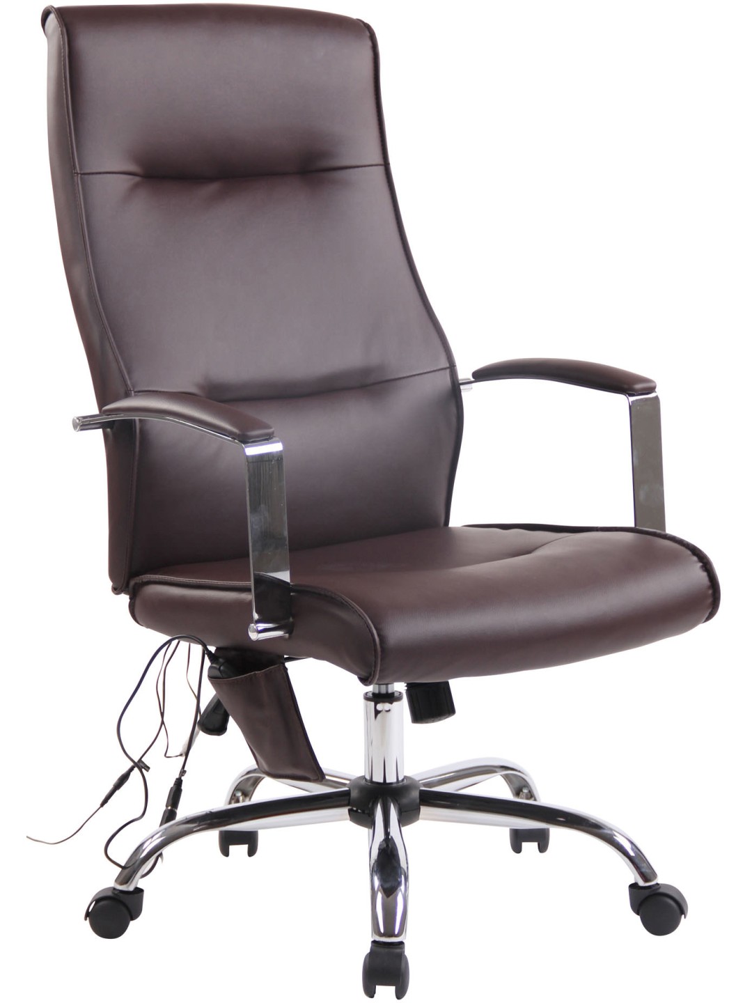 Chaise de bureau Portland en simili cuir avec fonction massage, brun