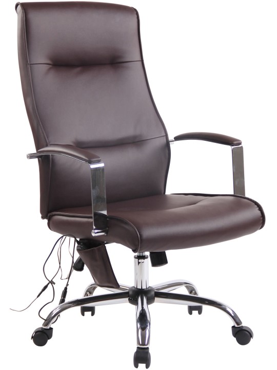 Chaise de bureau Portland en simili cuir avec fonction massage, brun