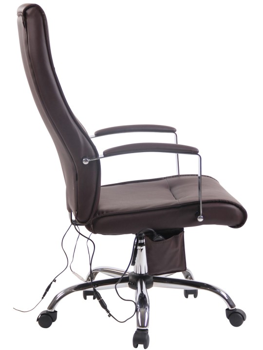 Chaise de bureau Portland en simili cuir avec fonction massage, brun