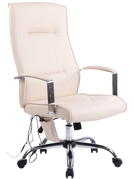 Chaise de bureau Portland en simili cuir avec fonction massage, crème