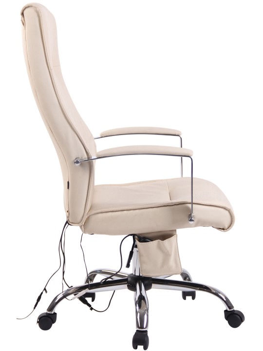 Chaise de bureau Portland en simili cuir avec fonction massage, crème