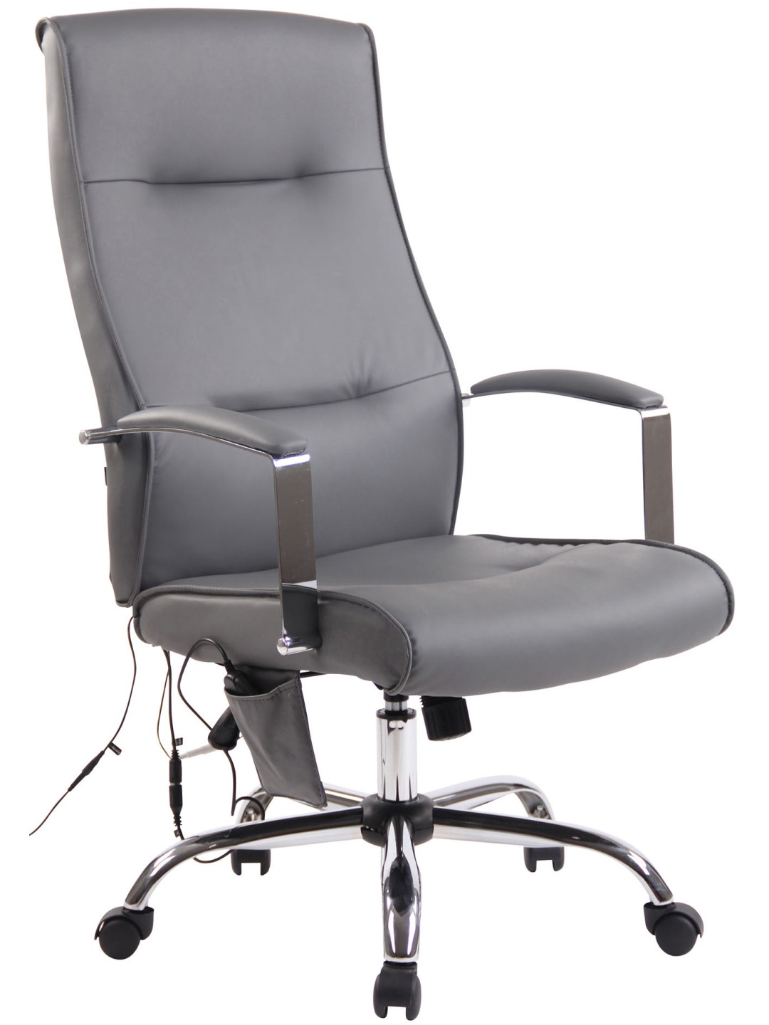 Chaise de bureau Portland en simili cuir avec fonction massage, gris