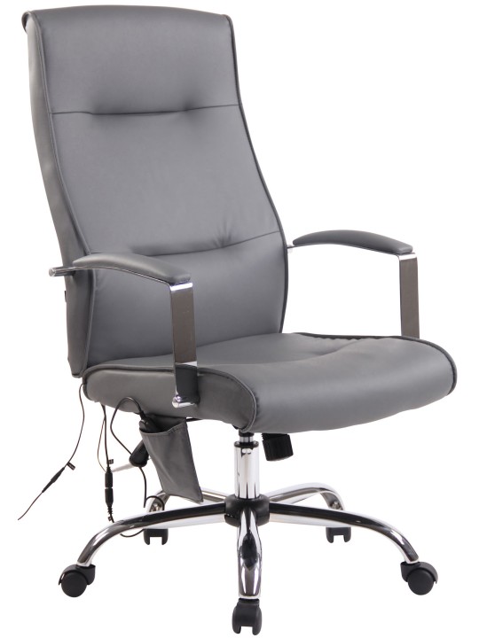 Chaise de bureau Portland en simili cuir avec fonction massage, gris