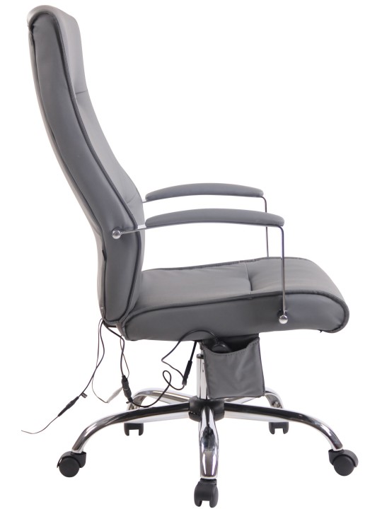 Chaise de bureau Portland en simili cuir avec fonction massage, gris