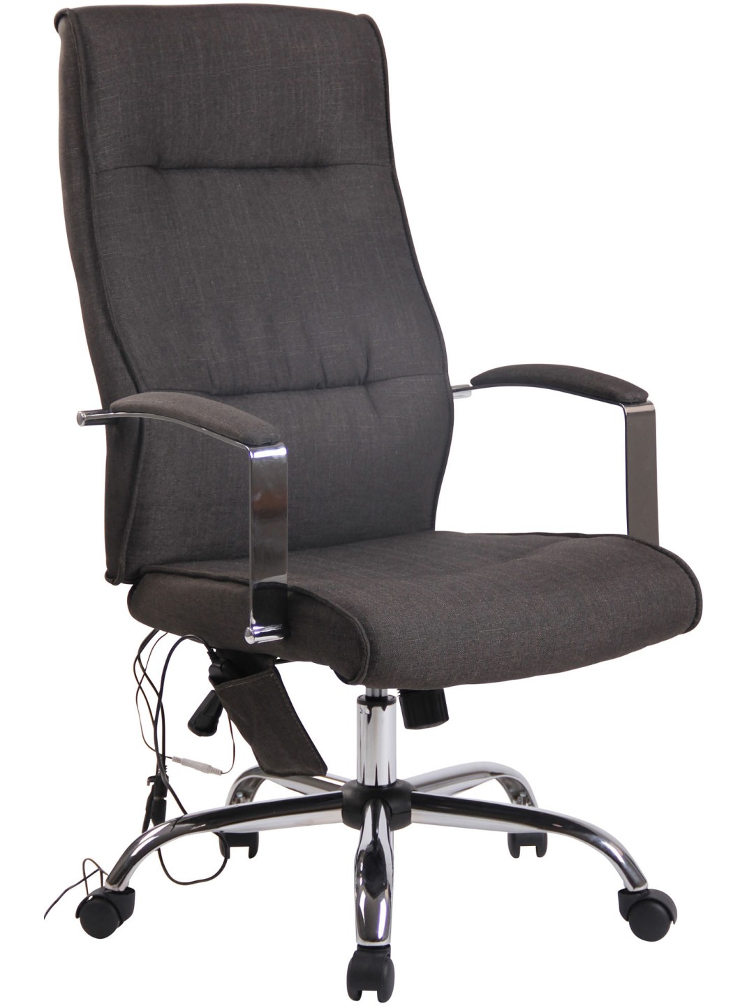 Chaise de bureau en tissu Portland avec fonction massage, gris foncé