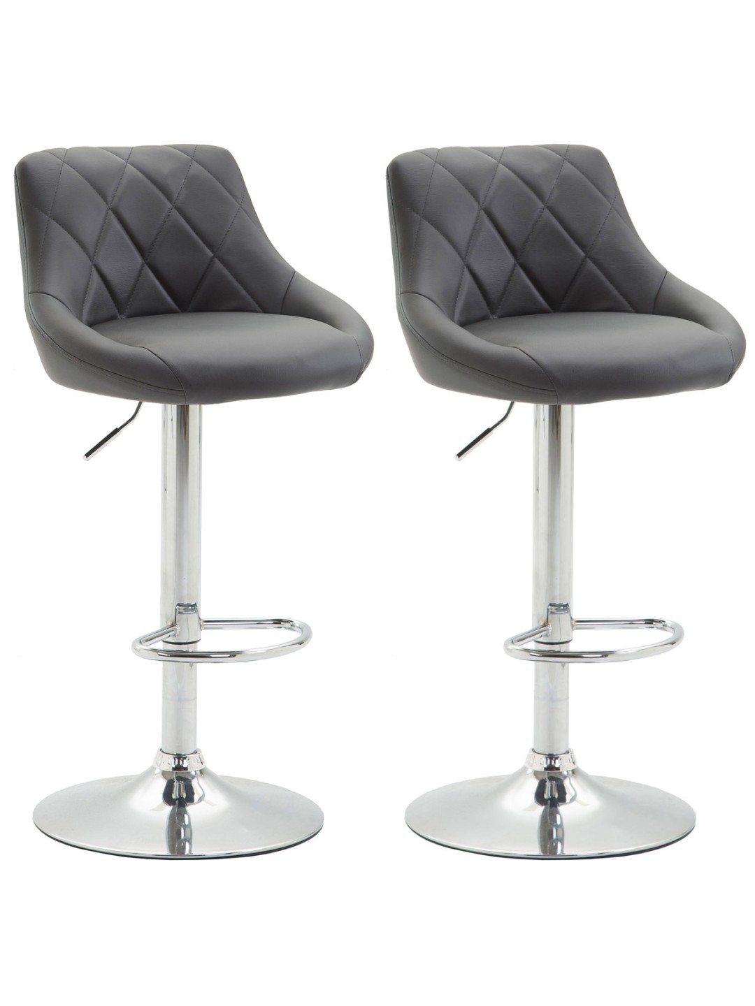 Lot de 2 tabourets de bar Lazio simili cuir C, gris
