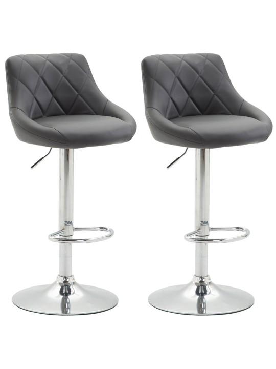 Lot de 2 tabourets de bar Lazio simili cuir C, gris Lot de 2 tabourets de bar Lazio simili cuir C, gris