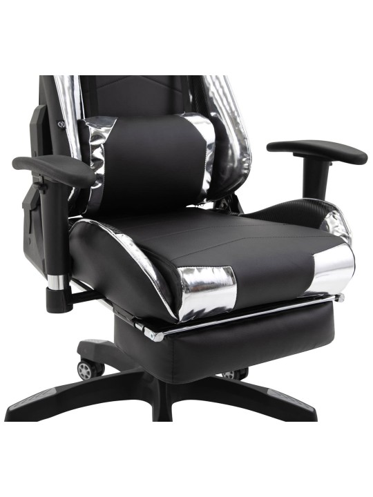 Chaise de bureau Racing Turbo avec repose-pieds brillant, noir/blanc