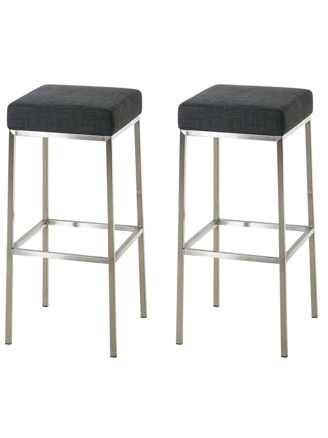 Lot de 2 tabourets de bar Montreal 85 tissu acier inoxydable, gris foncé