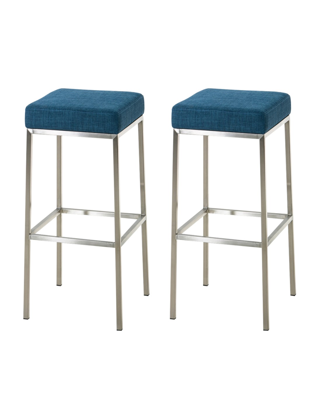 Lot de 2 tabourets de bar Montréal 80 tissu acier inoxydable, bleu