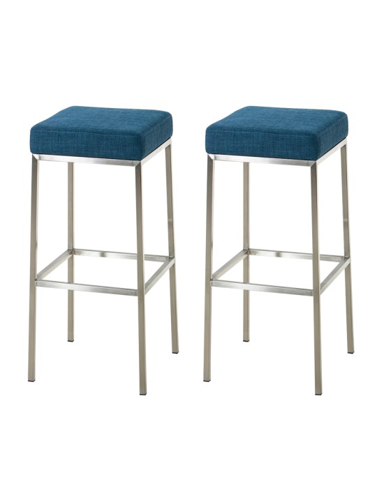 Lot de 2 tabourets de bar Montréal 80 tissu acier inoxydable, bleu