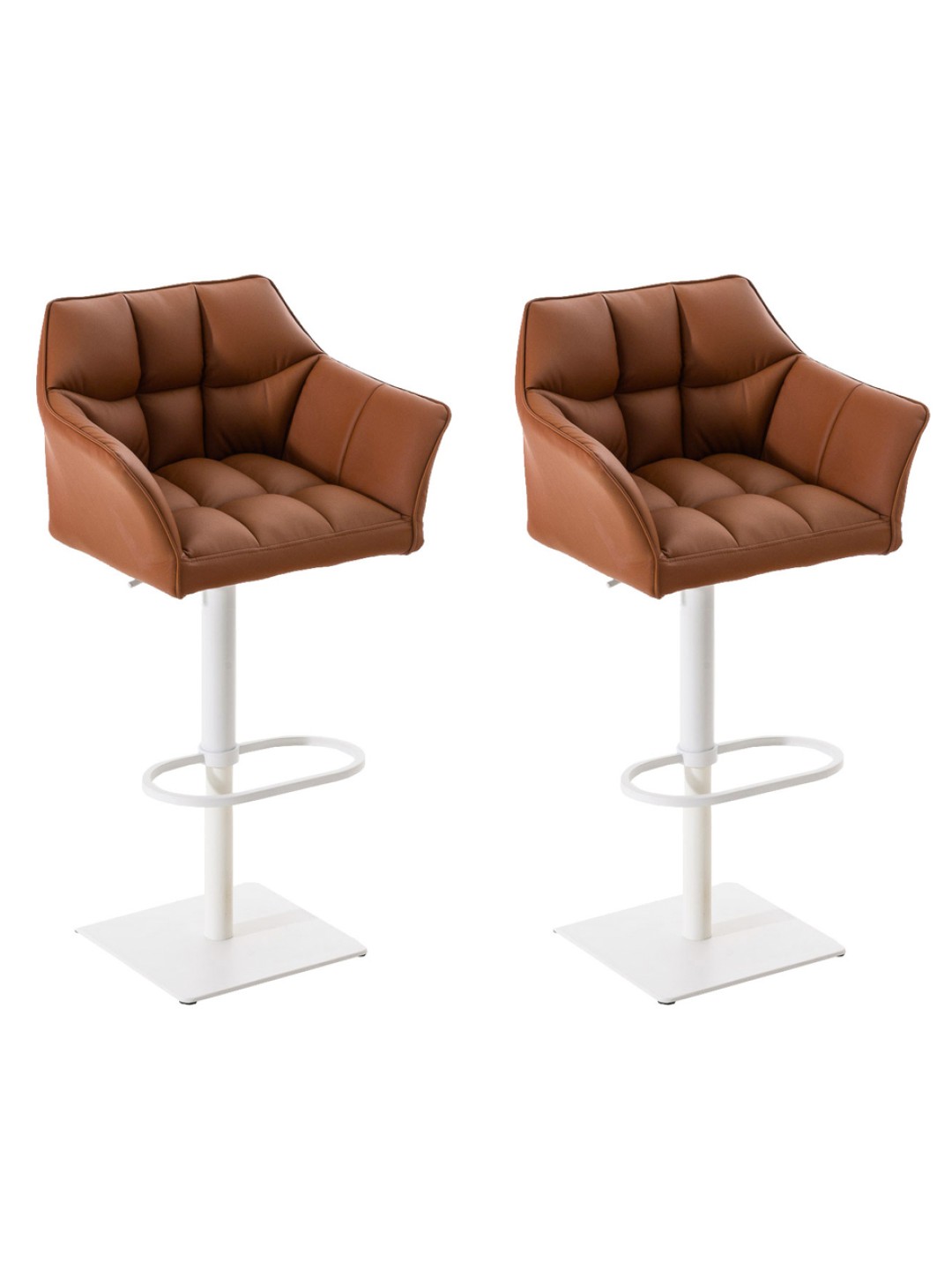 Lot de 2 tabourets de bar Damaso simili cuir, brun clair