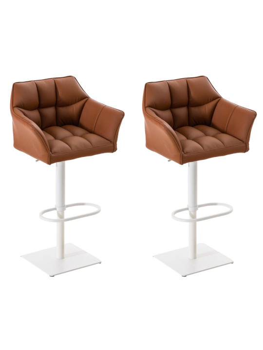 Lot de 2 tabourets de bar Damaso simili cuir, brun clair Lot de 2 tabourets de bar Damaso simili cuir, brun clair
