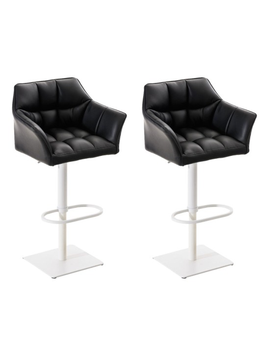 Lot de 2 tabourets de bar Damaso simili cuir, noir Lot de 2 tabourets de bar Damaso simili cuir, noir