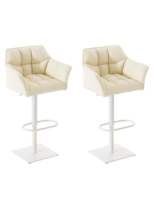Lot de 2 tabourets de bar Damaso simili cuir, crème Lot de 2 tabourets de bar Damaso simili cuir, crème