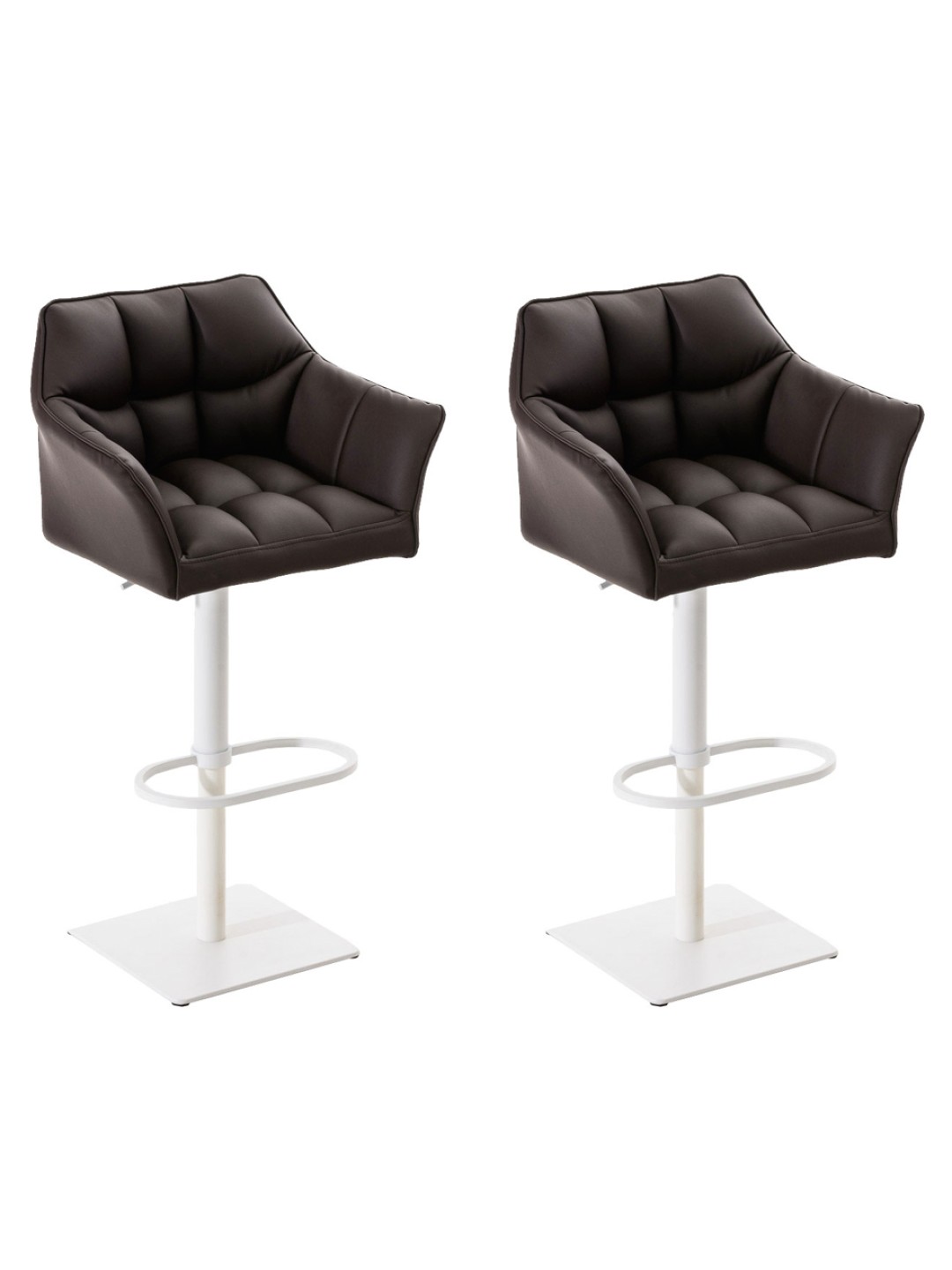 Lot de 2 tabourets de bar Damaso simili cuir, brun