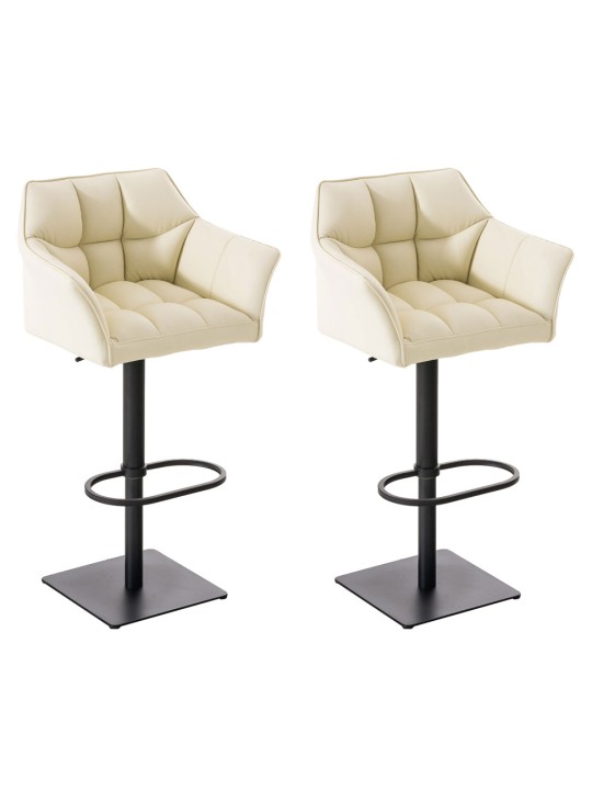 Lot de 2 tabourets de bar Damaso simili cuir, crème Lot de 2 tabourets de bar Damaso simili cuir, crème