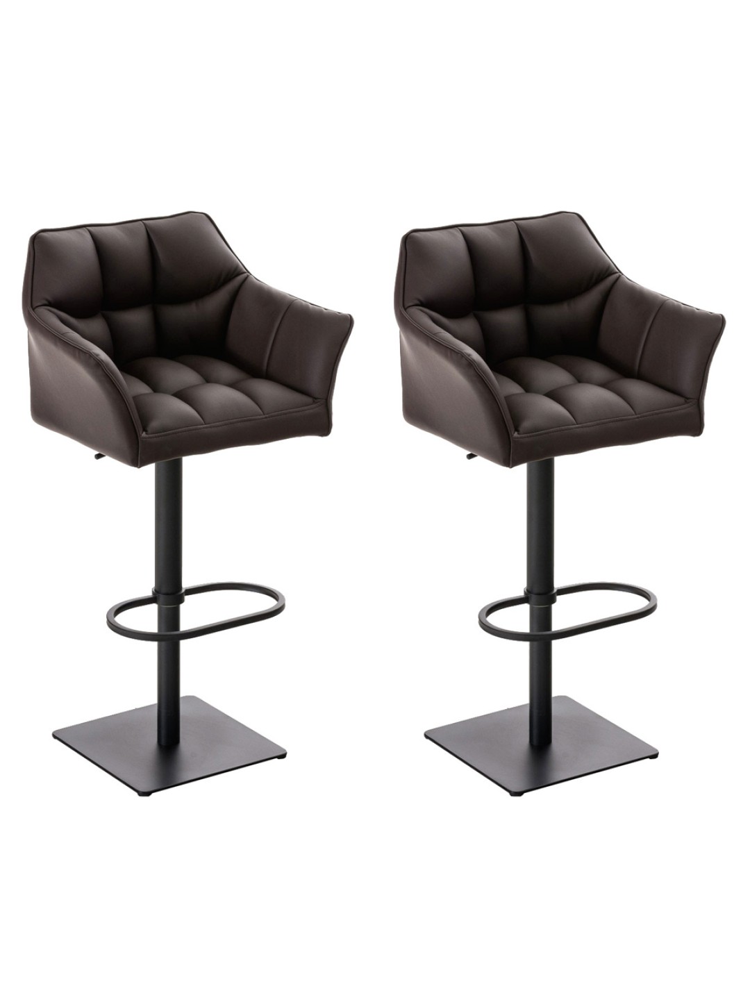 Lot de 2 tabourets de bar Damaso simili cuir, brun