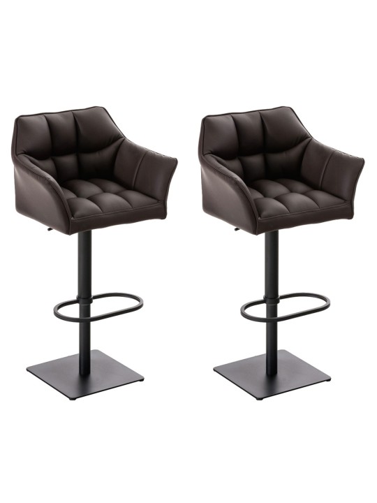 Lot de 2 tabourets de bar Damaso simili cuir, brun Lot de 2 tabourets de bar Damaso simili cuir, brun
