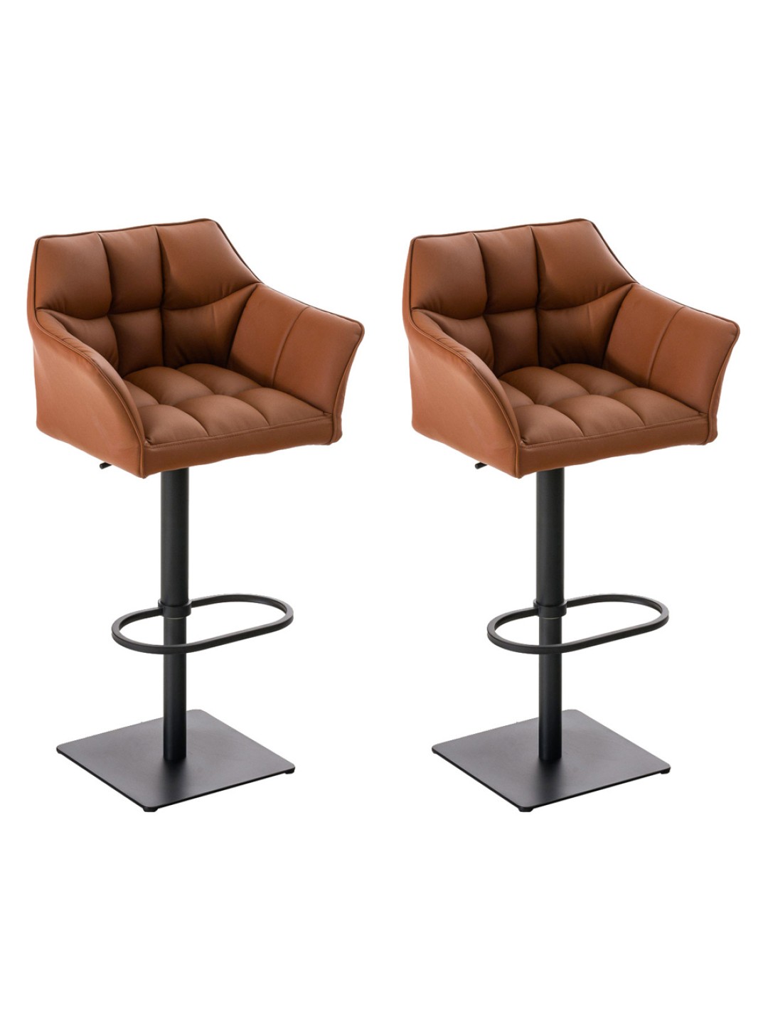 Lot de 2 tabourets de bar Damaso simili cuir, brun clair