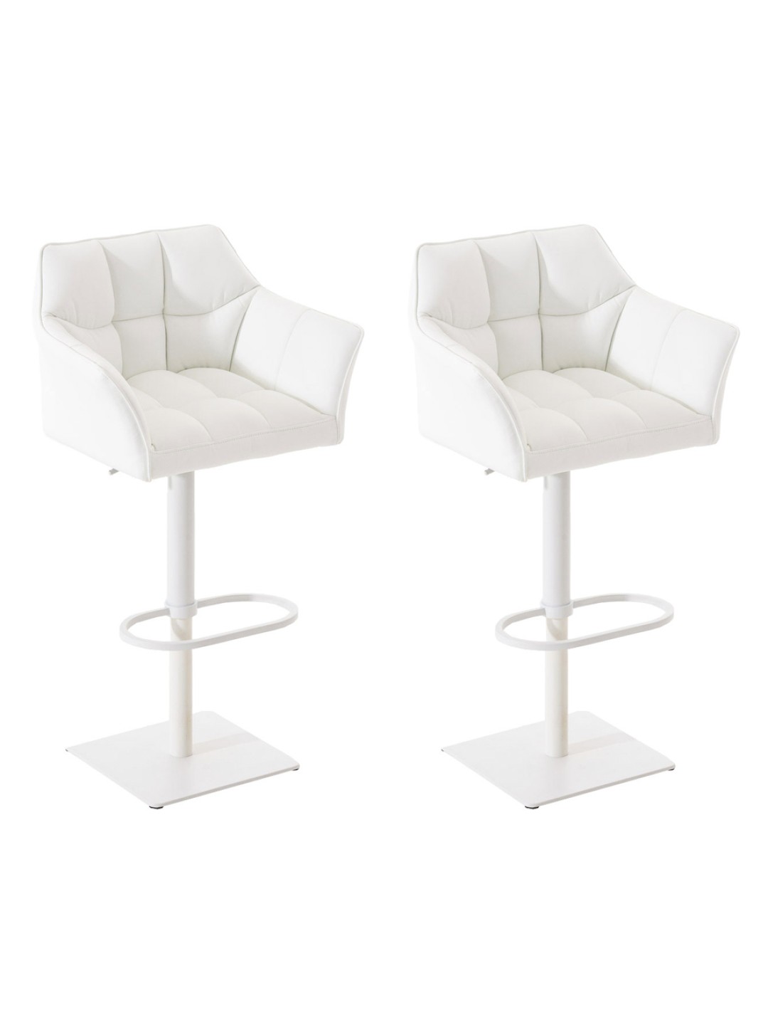 Lot de 2 tabourets de bar Damaso simili cuir, blanc
