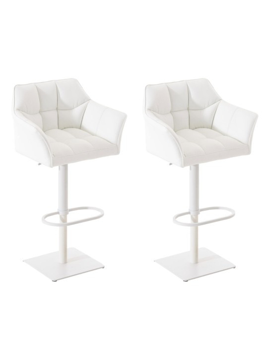Lot de 2 tabourets de bar Damaso simili cuir, blanc Lot de 2 tabourets de bar Damaso simili cuir, blanc