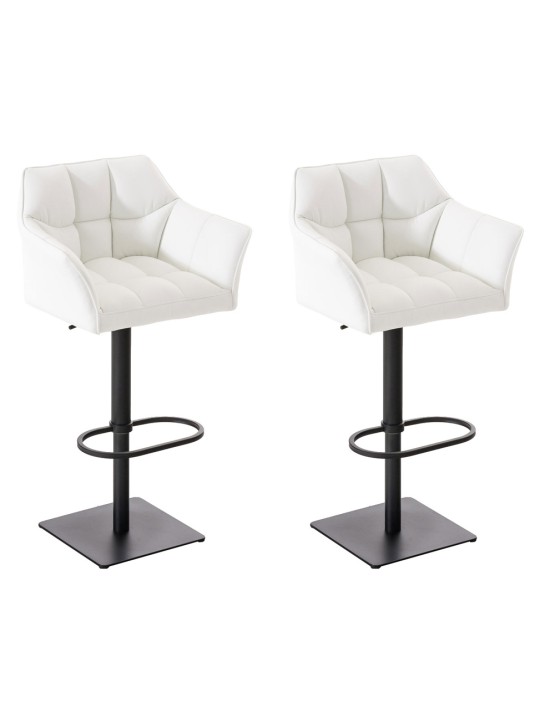 Lot de 2 tabourets de bar Damaso simili cuir, blanc Lot de 2 tabourets de bar Damaso simili cuir, blanc