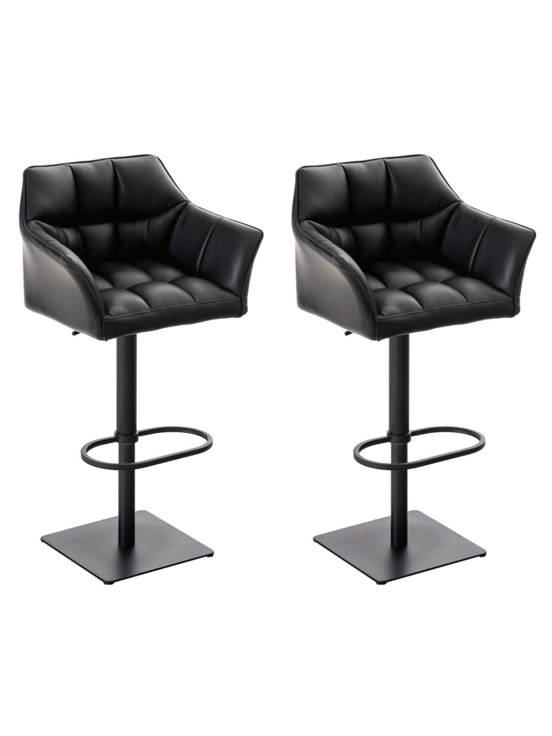 Lot de 2 tabourets de bar Damaso simili cuir, noir
