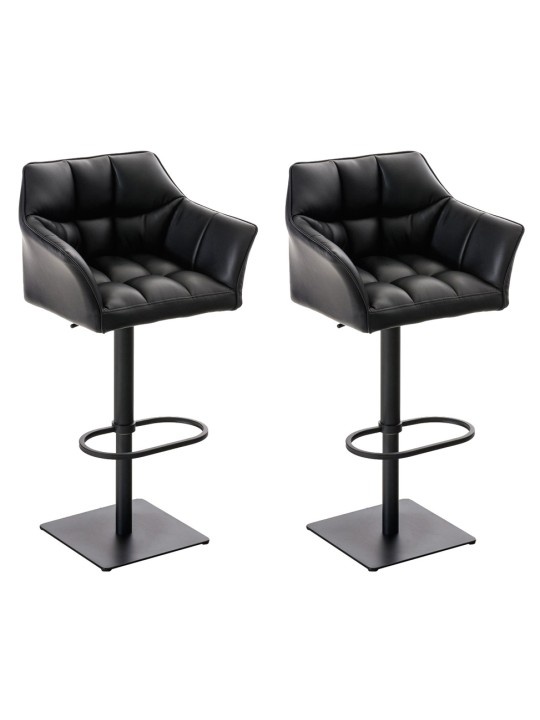 Lot de 2 tabourets de bar Damaso simili cuir, noir Lot de 2 tabourets de bar Damaso simili cuir, noir