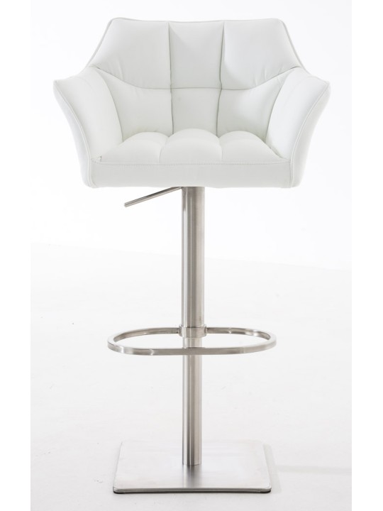 Lot de 2 tabourets de bar Damaso simili cuir acier inoxydable, blanc Lot de 2 tabourets de bar Damaso simili cuir acier inoxydable, blanc