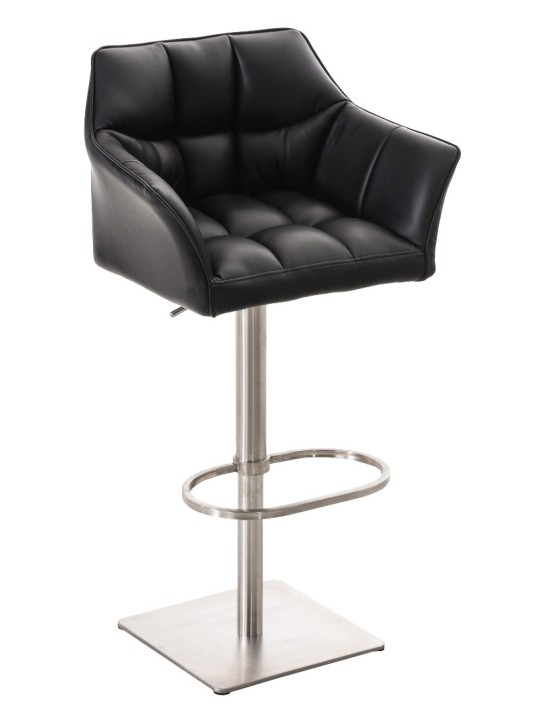 Lot de 2 tabourets de bar Damaso simili cuir acier inoxydable, noir Lot de 2 tabourets de bar Damaso simili cuir acier inoxydable, noir